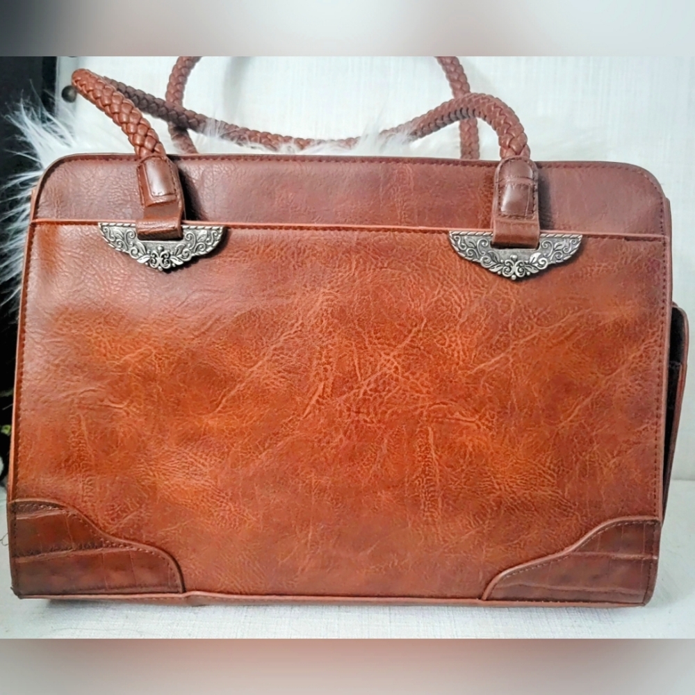 Bueno of California Faux Leather Laptop Tote Bag